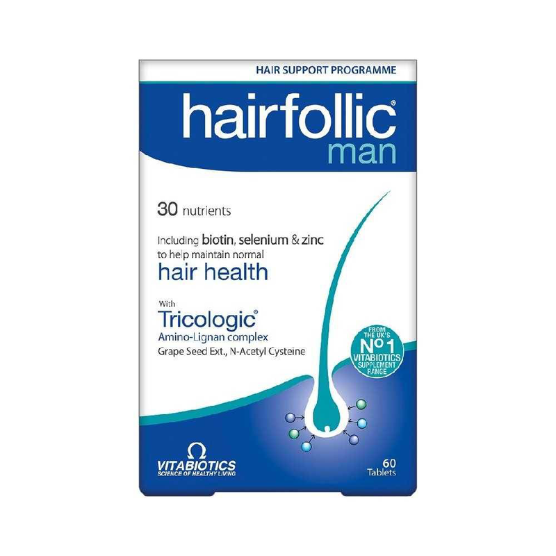 Vitabiotics wellman hairfollic man. Hair support programme 60capsules, , medium image number null