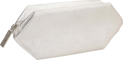 Silver saffiano pouch