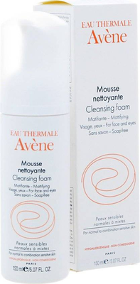 Avene cleansing foam for face& eyes, normal/ combination skin- mattifying 150ml