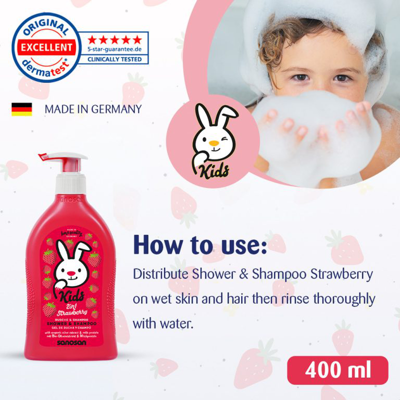 Sanosan kids shower & shampoo strawberry, , medium image number null