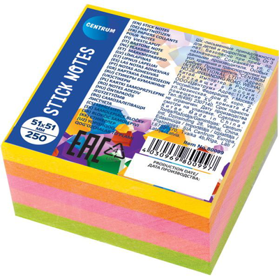 Stick notes 51x51mm 250sheets (5 neon col.)