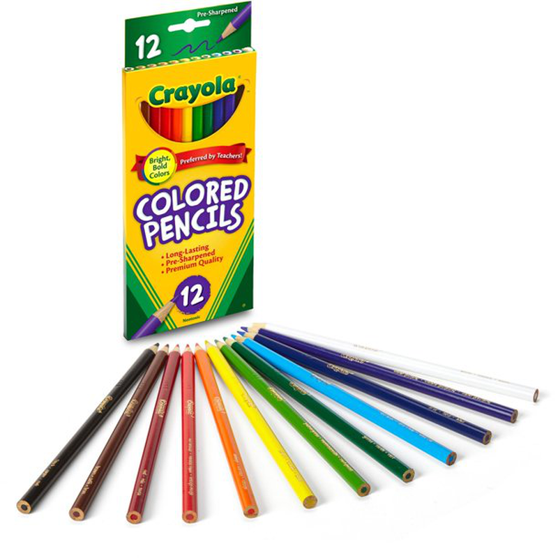 Crayola colored pencil set, assorted colors, 12 count, school supplies, beginner child, , medium image number null