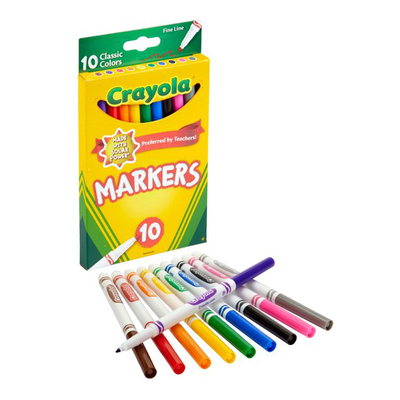 Crayola classic thin line marker set, 10 count