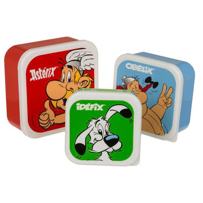 Lunch box set of 3, asterix, obelix & idefix,