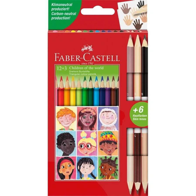 Faber castell children of the world triangular pencil set 12+3