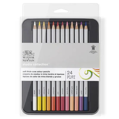 Winsor & newton studio pencils collection colouring pencil tin of 24