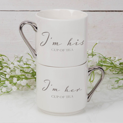 Stackable mug gift set - im his & her cup of tea