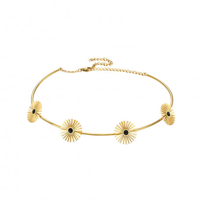 Flower black zircon choker