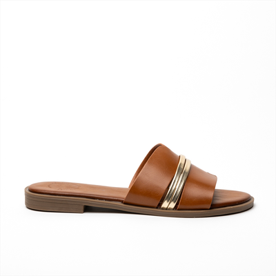 Athenais flat sandals with metallic detail