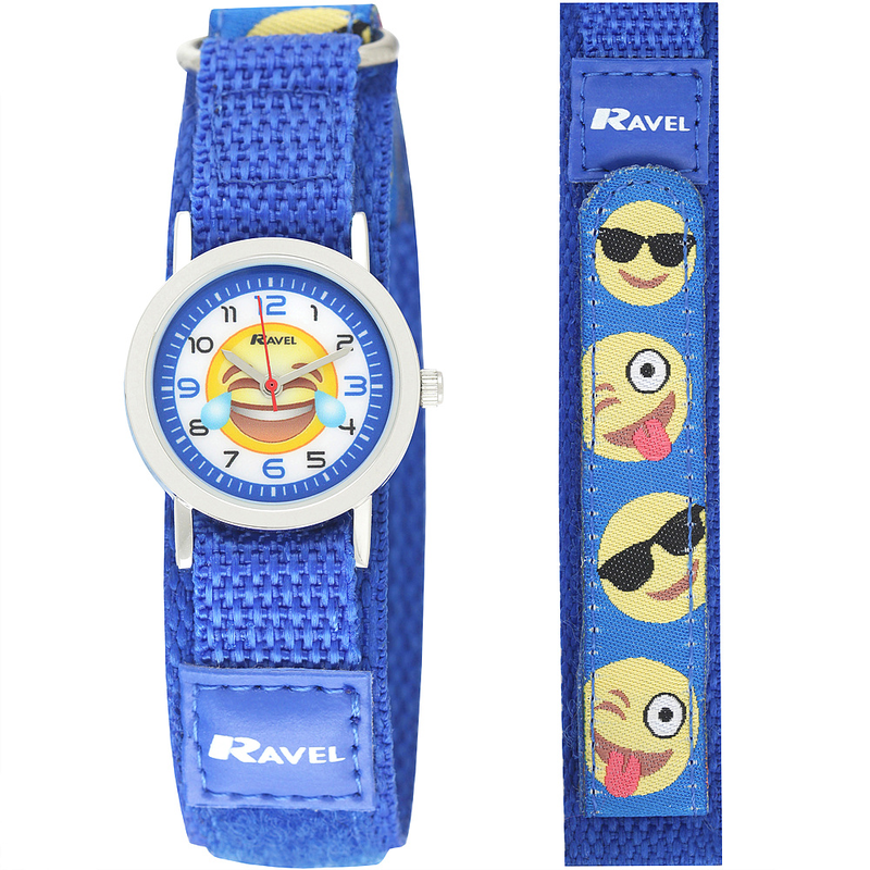 Ravel-kid's velcro emoji watch - blue - 27mm, , medium image number null