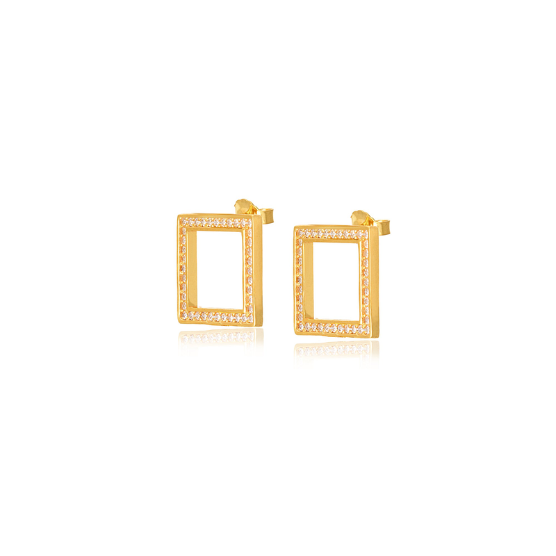 Cupid x gold square s earrings, , medium image number null