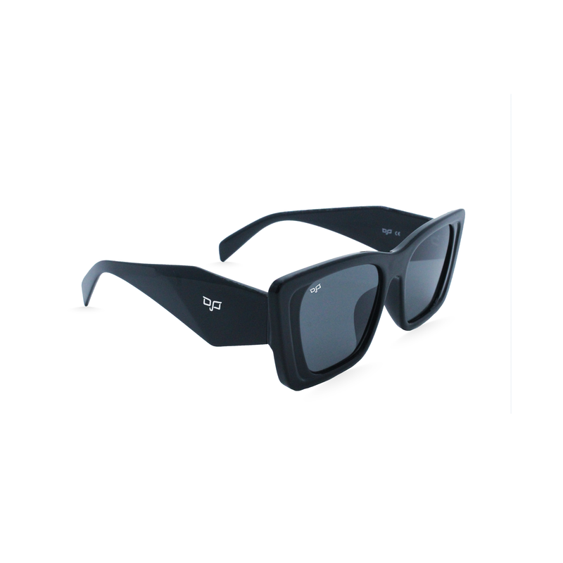 OJO sunglasses trend square black frame and temples with grey black lenses rx image number null