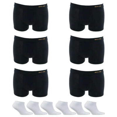 Boxershort black 6pack  6 pairs white  socks #t714x6wh