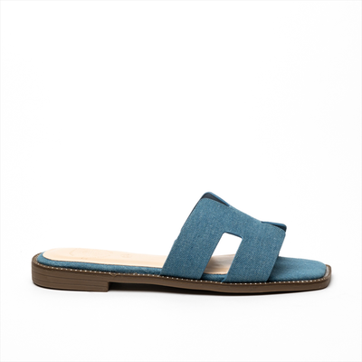 Athenais flat sandals with strass or denim