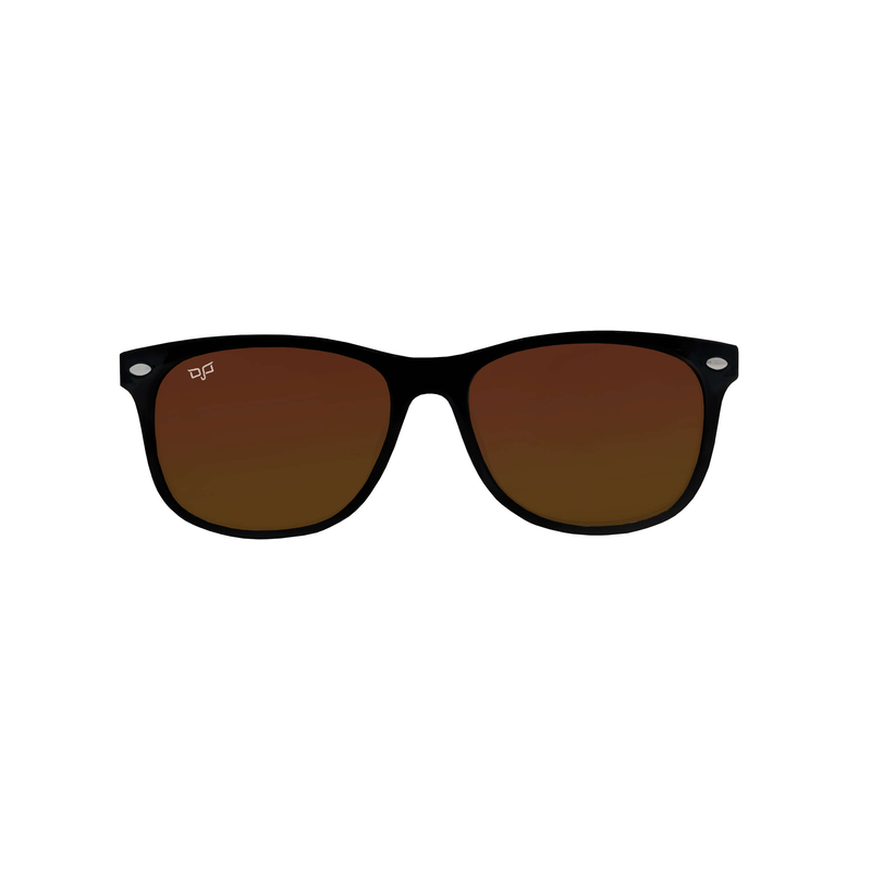 OJO junior sunglasses square black frame and temples with brown lenses rx image number null