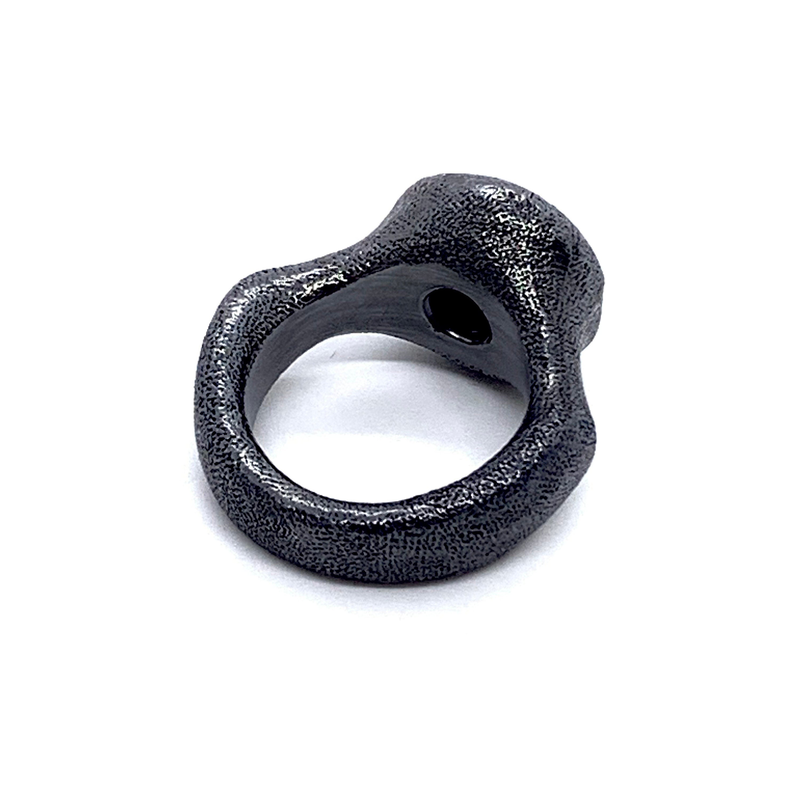 Ring pure oxidized silver black diamond image number null