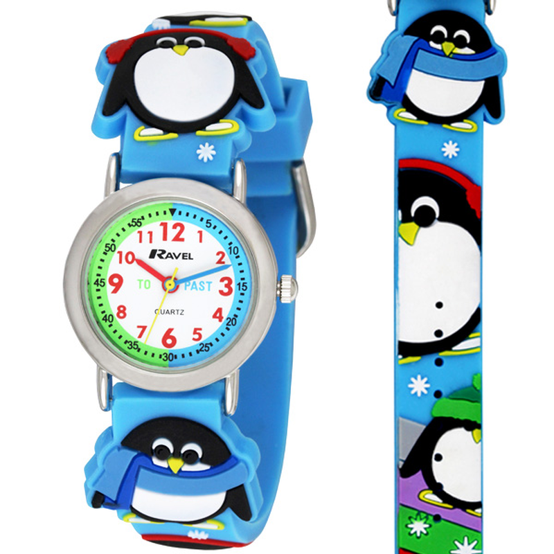 Ravel-kid's cartoon time-teacher watch-penguin, , medium image number null