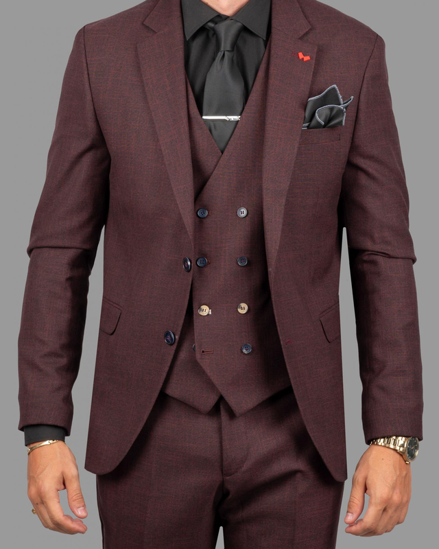 Dzine 3piece slim fit suit in patterned image number null