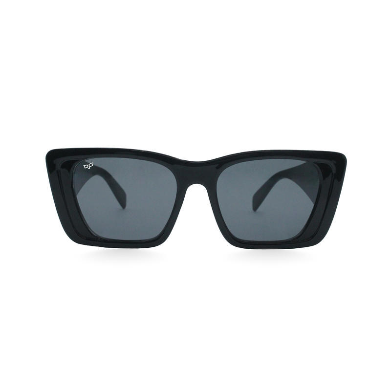 OJO sunglasses trend square black frame and temples with grey black lenses rx image number null