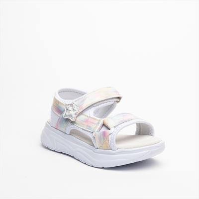 Kido flatfrorm velcro white star sandal