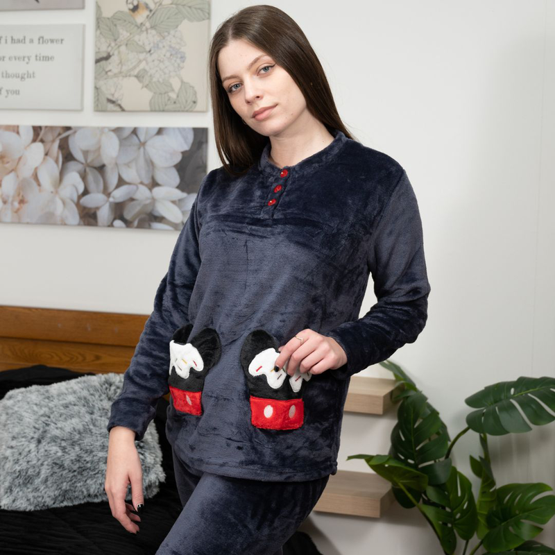 Womens pajama with buttons in thick flannel fabric #f1765 image number null