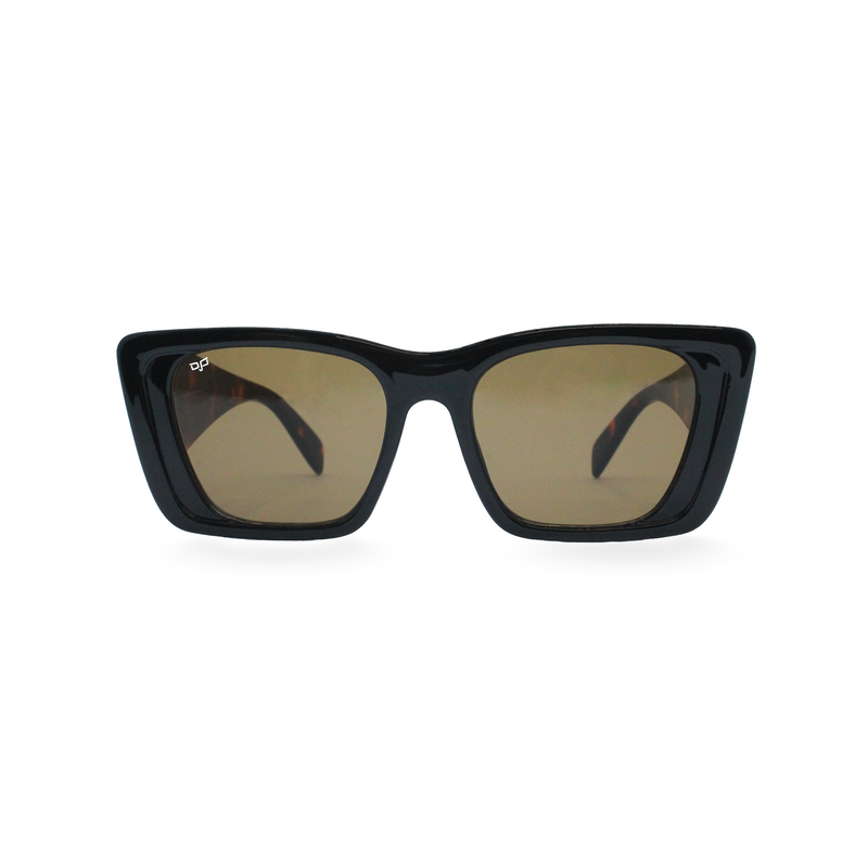 OJO sunglasses trend square black frame and shell brown temples with brown lenses rx image number null