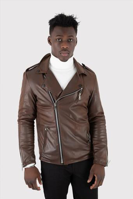 Stefan eco leather cross zip jacket