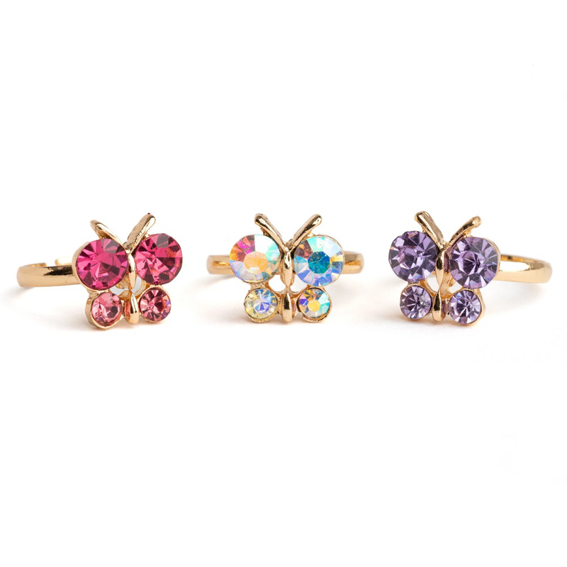 Great pretenders boutique butterfly gem rings, 3pcs, , medium image number null