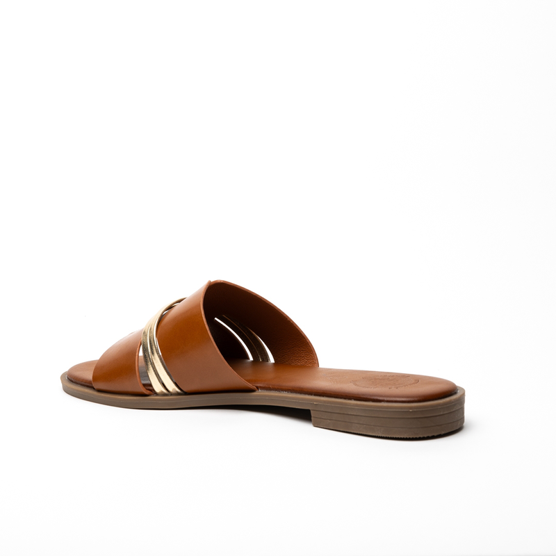 Athenais flat sandals with metallic detail image number null