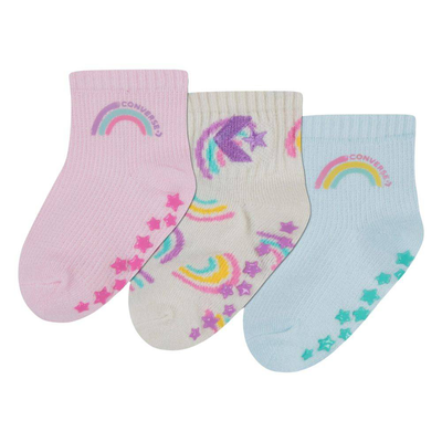 Rainbows 3pk gripper socks