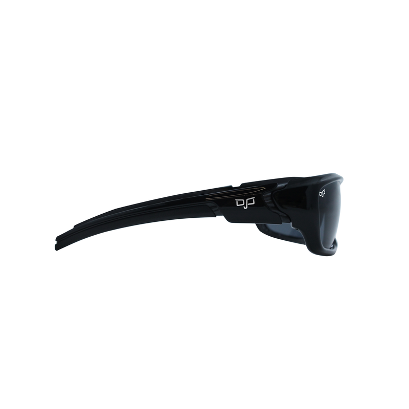 OJO active  sunglasses  with shiny black frame and shiny black temples and grey polarised lenses image number null