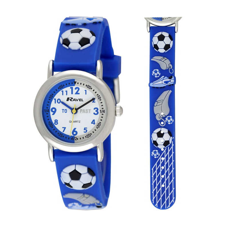 Ravel-kid's cartoon time-teacher watch -football mania blue, , medium image number null