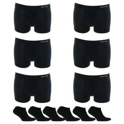 Boxershort black 6pack  6 pairs black  socks #t714x6blk