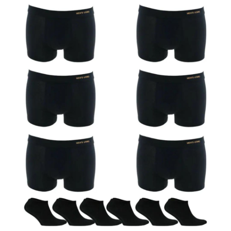 Boxershort black 6pack  6 pairs black  socks #t714x6blk image number null