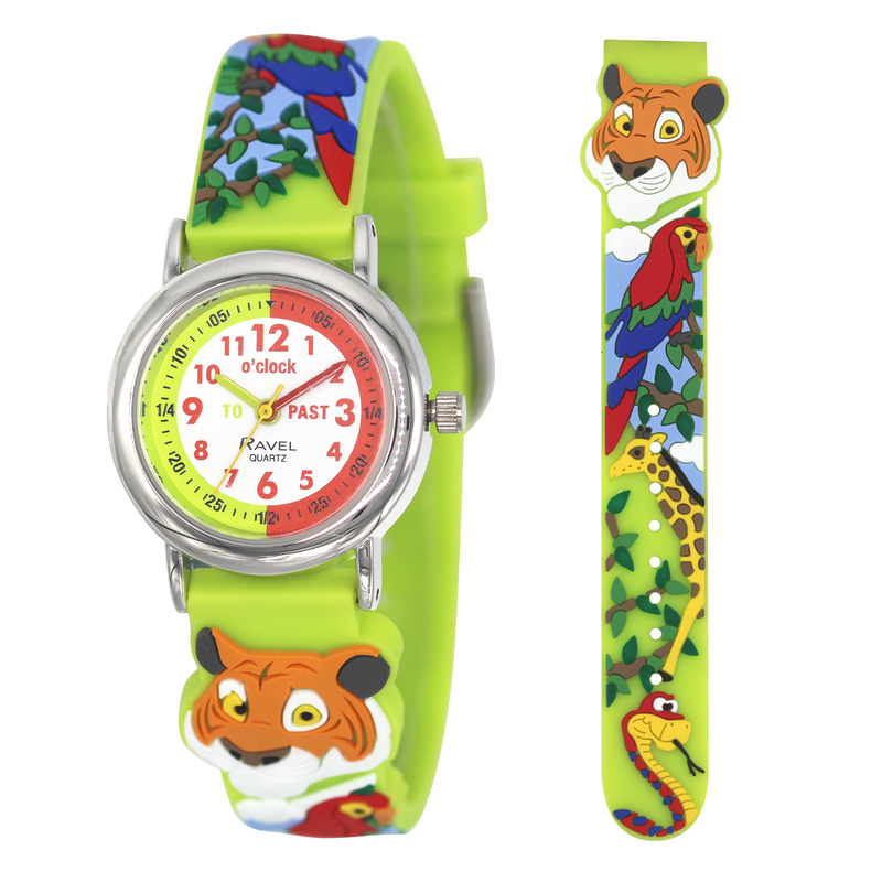 Ravel-kid's cartoon time-teacher watch - green jungle, , medium image number null