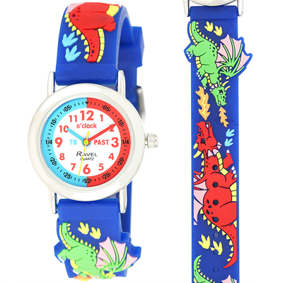 Ravel-kid's cartoon time-teacher watch - dragon - blue