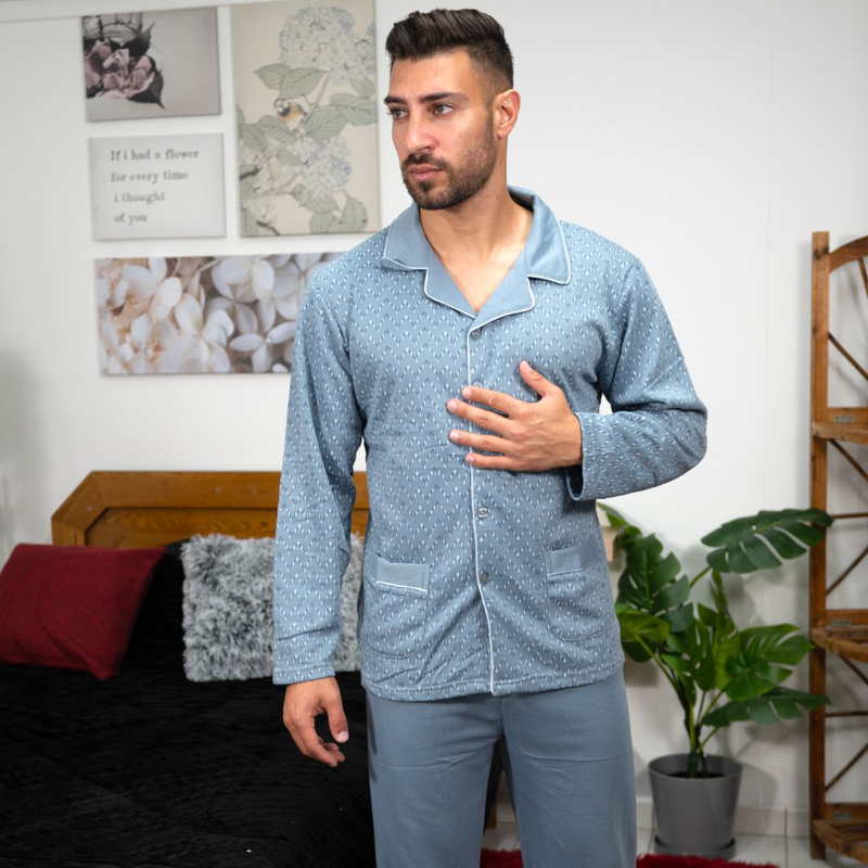 Men classic pajama with buttom in flanel fabric #2443 image number null