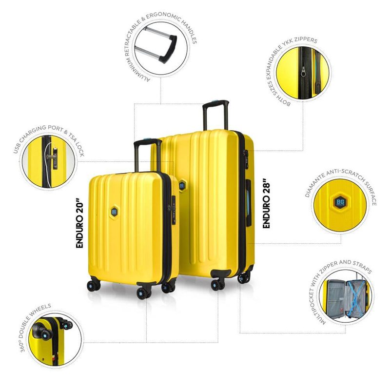 Bg berlin - enduro buy 1 get 1 free promo, set of 2 luggages, mustard suitcases image number null