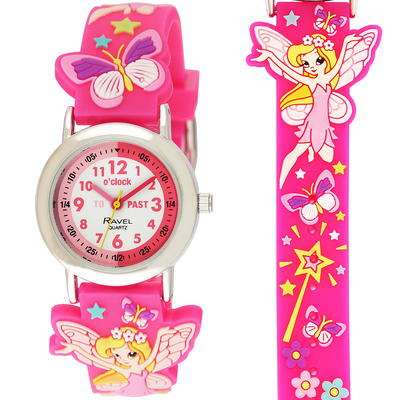 Ravel-kid's cartoon time-teacher watch -pink fairy