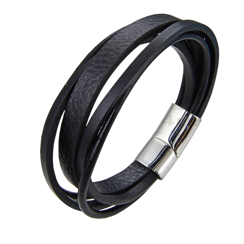 Men bracelet stainless steel 316l & real leather, , medium image number null