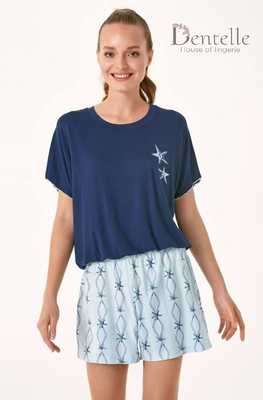 Women's starfish printed short sleeve shorts set