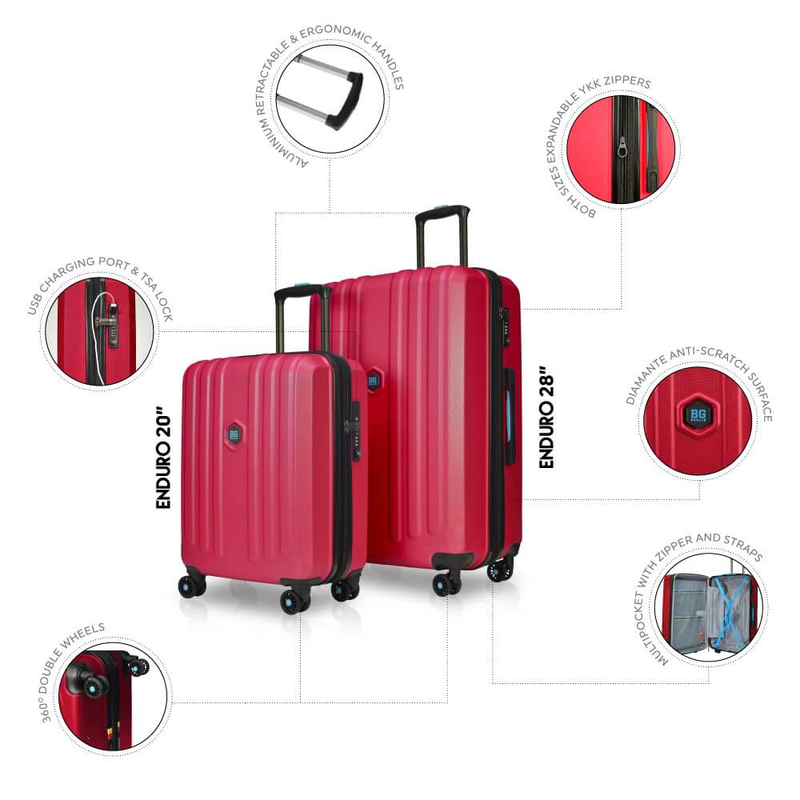 Bg berlin - enduro buy 1 get 1 free promo, set of 2 luggages, red suitcases image number null