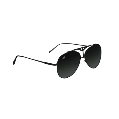 OJO man sunglasses aviators matte black frame and temples and gray gradient lenses rx