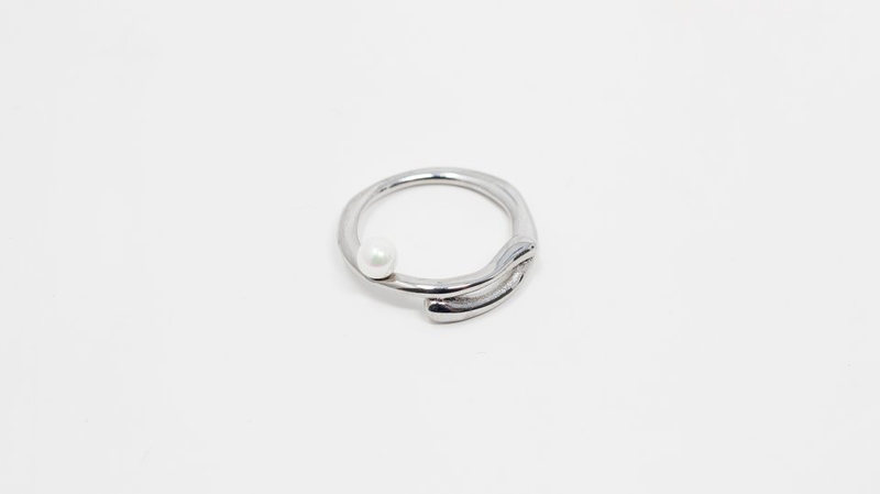 Minimal pearl ring silver, , medium image number null