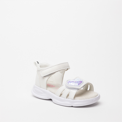 Kido double velcro white love heart sandal