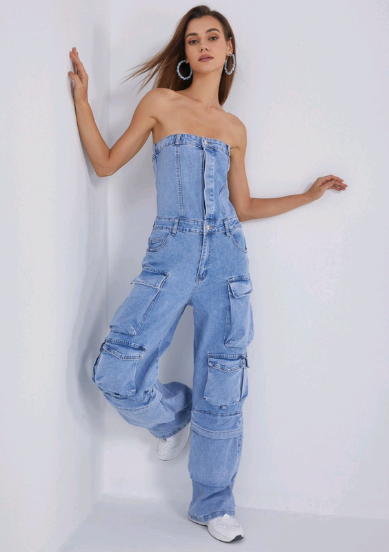 Jean jumpsuit, , medium image number null