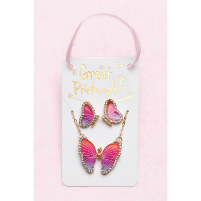 Great pretenders boutique butterfly necklace & studded earring set