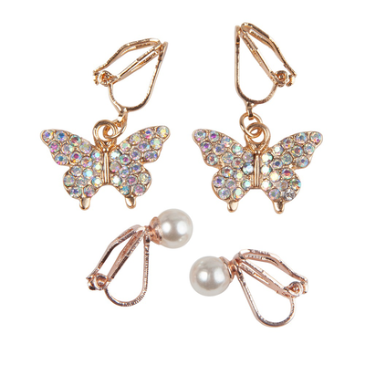 Great pretenders boutique butterfly clip on earrings, 2 sets