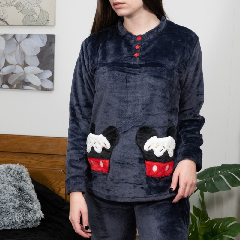 Womens pajama with buttons in thick flannel fabric #f1765 image number null