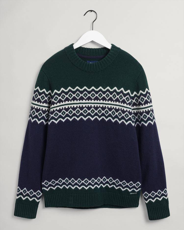 Holiday fair isle c-neck.evening blue.knit image number null